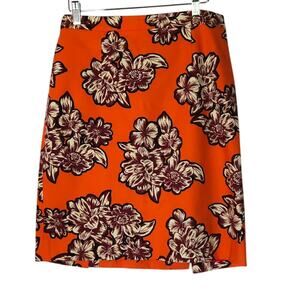Anthropologie Mauve Salinas Pencil Straight Skirt Size 8 Floral Orange and Black